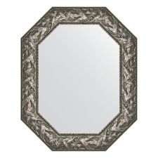 Зеркало в багетной раме, византия серебро 99 мм, 63x78 см