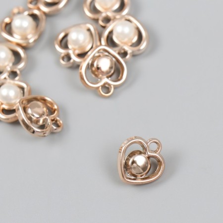 Decor for creativity plastic for metal "heart with pearls" 1.4x1.6 cm-1