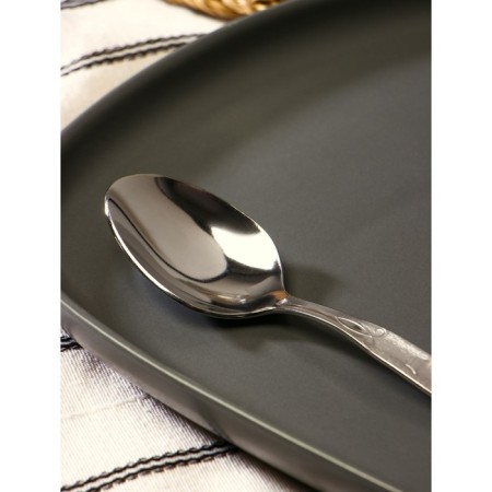 Dessert spoon "Burn", h = 16 cm, thickness 1.5 mm, silver color-1