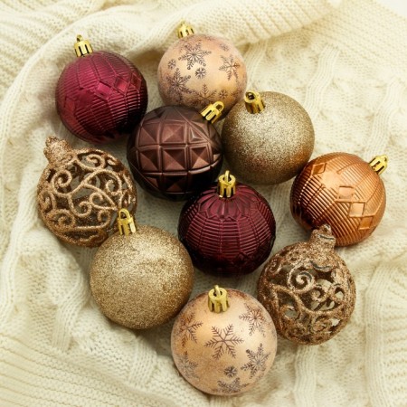 Set of balls plastic D-6 cm, 16 pcs "Vintage pattern" Coffee mix