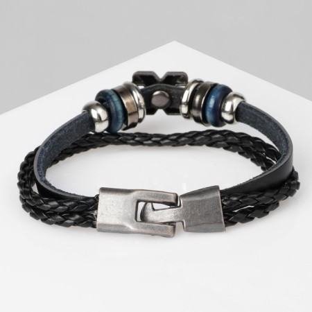 Bracelet Unisex "Style" X factor, black color with black silver, 21.5 cm-2