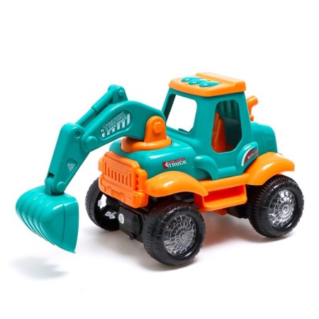 Tractor "Construction", mobile details, light and sound, works from batteries, turquoise color-3