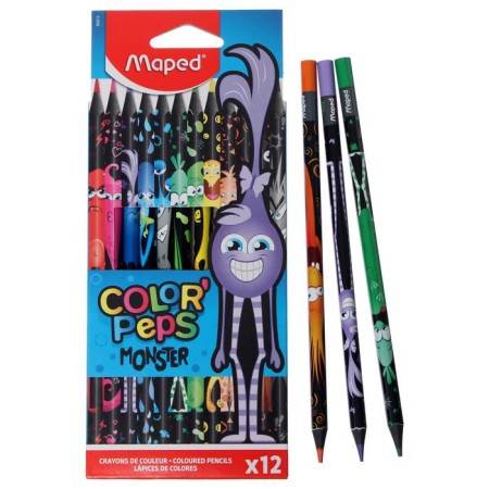 Color pencils 12 colors Maped Color’Peps Black Monster, plastic