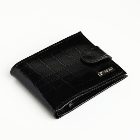 Male purse on the button, Textura, for cards, for coins, black color-3