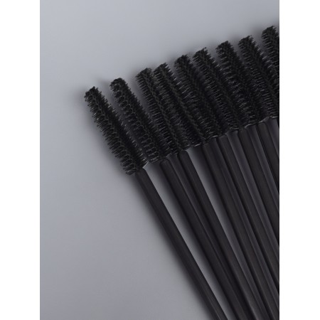 Brushes for eyebrows and eyelashes, silicone, set - 10 pcs, 10.5 cm, black color-2
