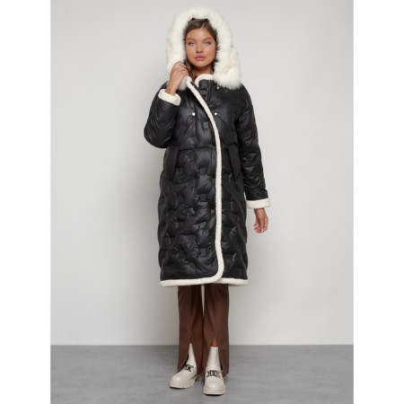 Coat insulated winter female, size 50, black color-4