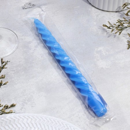 Candle twisted, 2.3x 24.5 cm, 5 hours, 50 g, blue-1