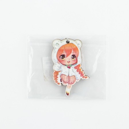 Key keychain wooden anime "red -haired girl" 4 x 6 cm-4