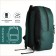 Youth backpack with lightning, external pocket, green color
