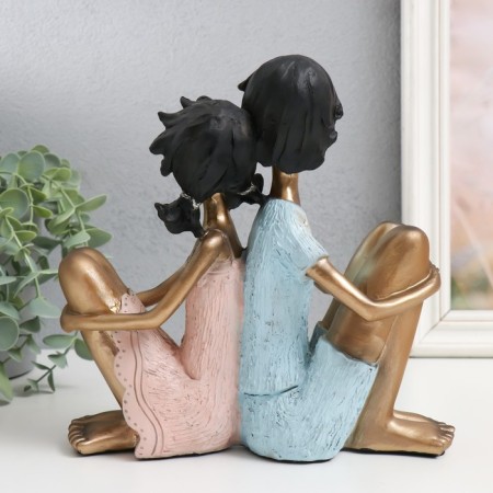 Souvenir Polystone "Children - Friendship" white -gold 21x8x21 cm-2