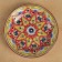Plate of the Rishtan ceramics "Kalam", 23 cm, red-yellow, Mix patterns