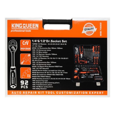 Set of instruments Universal Kingqueen Wib-70002, 72 tooth, 1/2 1/4 ", 92 subjects-4