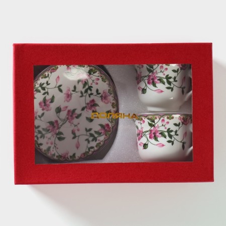 Service Porcelain Tea shade "Blanco", 4 items: 2 cups 220 ml, 2 saucers d = 14.2 cm, white color-9