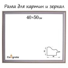 Frame for paintings (mirrors) 40 x 50 x 2.6 cm, plastic, calligrata 6429, white-golden