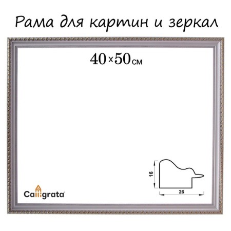Frame for paintings (mirrors) 40 x 50 x 2.6 cm, plastic, calligrata 6429, white-golden