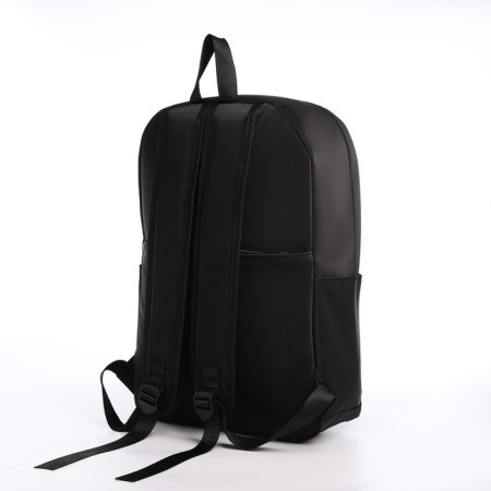 Youth backpack from textiles on a zipper, waterproof, 4 pockets, black color-3