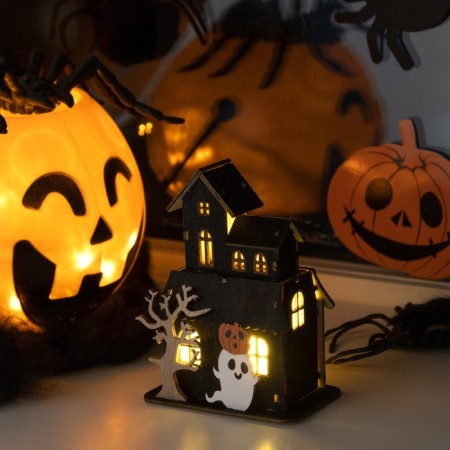 LED toy "Ghost House" 9 × 12 × 6 cm, plastic, batteries LR1130X3, glow warm white