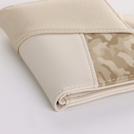 Women's wallet on the button, beige color-2