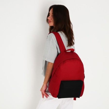 School textile school with a colored pocket, 30x39x12 cm, burgundy/black color-7