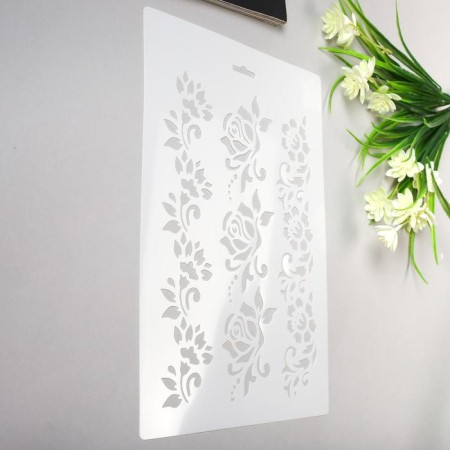 Stencil "Ornament of flowers" 21x31 cm-1