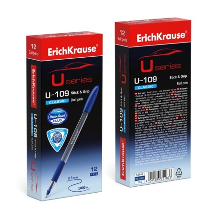 Ballic handle Erichkrause U-109 Classic Stick & Grip, Node 1.0 mm, flu, blue ink blue-6