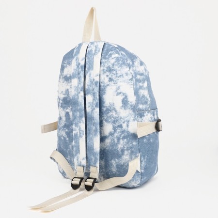 Youth backpack from textiles on lightning, 3 pockets, blue color-3