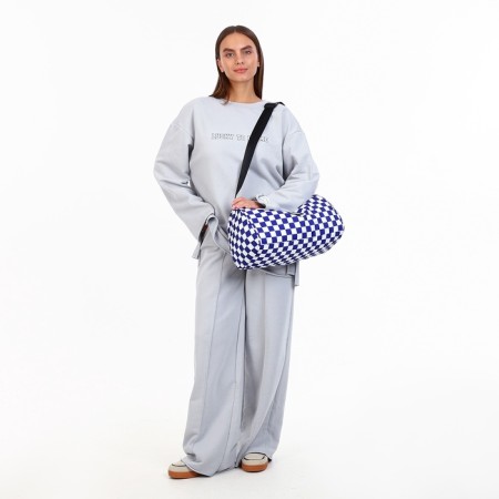 Sports bag with lightning, long belt, white/blue color-4