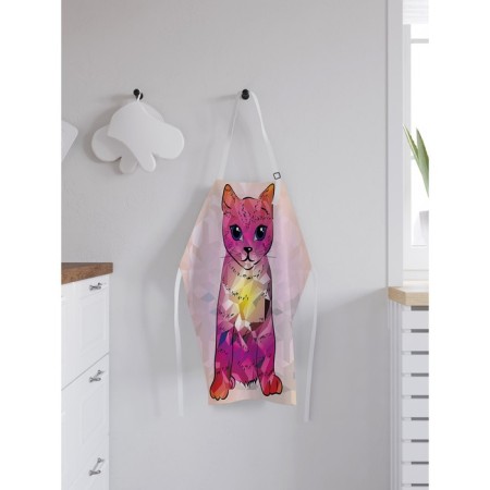 Apron of a kitchen with a photo print "Colorful cat", adjustable, size OS-1