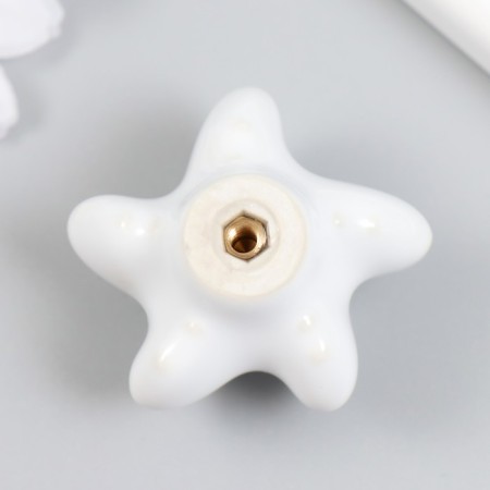 Handle for the casket ceramics, metal "Moskaya star" White 4.6x4.6x3.3 cm-2