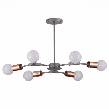Ceiling EVOLUCE lamp. Sle106403-06. Palare. 6x60 watts, E27, 60x60x35.5 cm, gray color, pink gold-5
