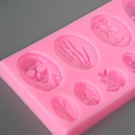 Mold Silicon "Skeletons and Skull" 10 items 7.2x13.6 cm-2