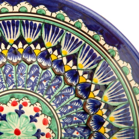Plate of the Rishtan ceramics "Flowers", 23 cm, blue-2