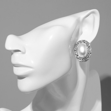Earrings with pearls "abstraction" mirror, color silver-3