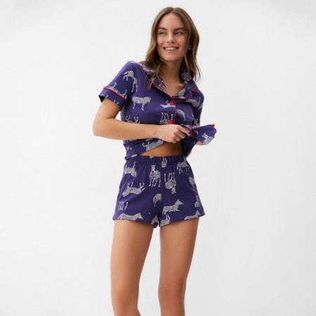 Female pajamas (shirt and shorts) KAFTAN Zebra size 48-50, blue color-4