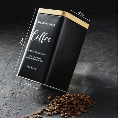 Bank for bulk products (coffee) "Sains", 18 × 10 cm, black color-4