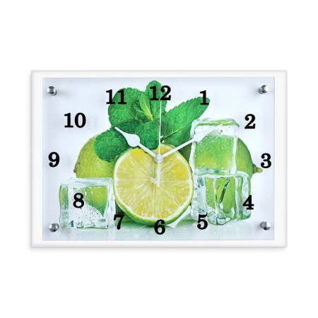 Carty clock is wall-mounted, interior "lime and ice" silent, 25 x 35 cm
