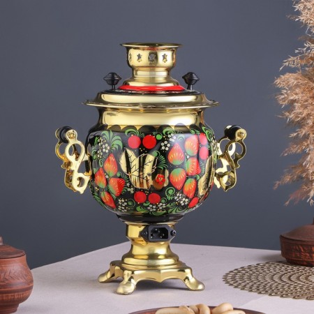 Khokhloma set, oval, 3 objects, samovar 3 l, a teapot 0.7 l, tray-3