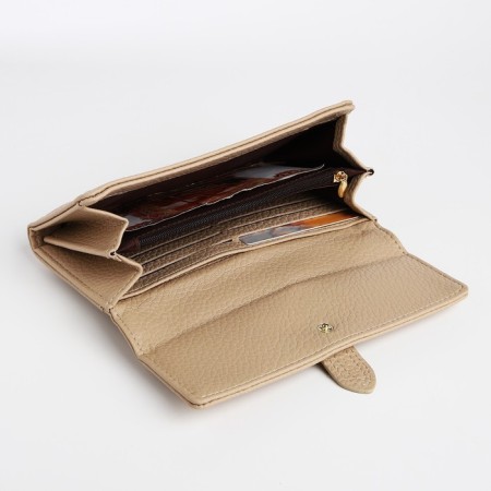 Women's wallet on the button, beige color-3