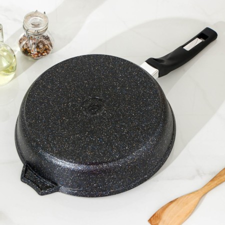 Granite Star pan, d = 26 cm, glass cover, anti -stick coating, black color-2