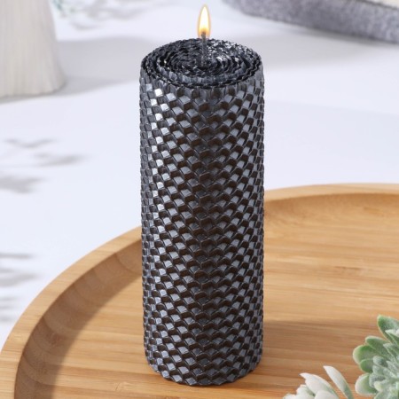Voschshina candle, 4.5x4.5x12.5 cm, wet asphalt metallic