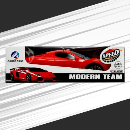Radio-controlled machine "Sport-Kar" works from batteries, light, scale 1:24, red color-7