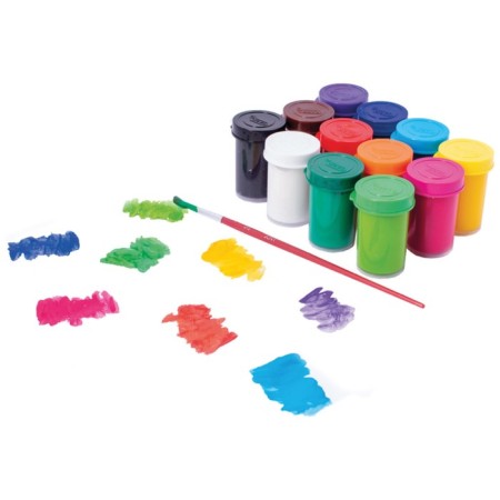 Gouache 12 colors x 15 ml, Jovi, economical consumption, cardboard, brush as a gift-2
