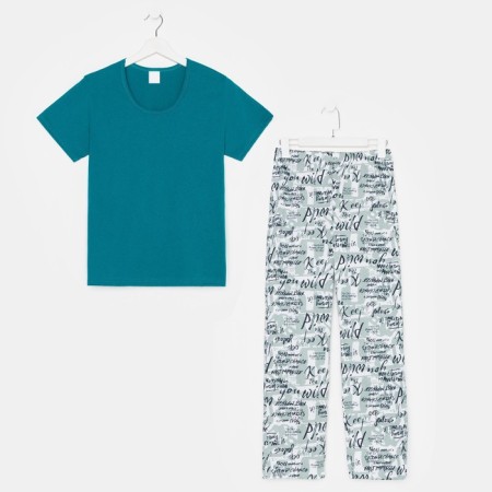 Female set (T -shirt, trousers), turquoise color, size 54-5