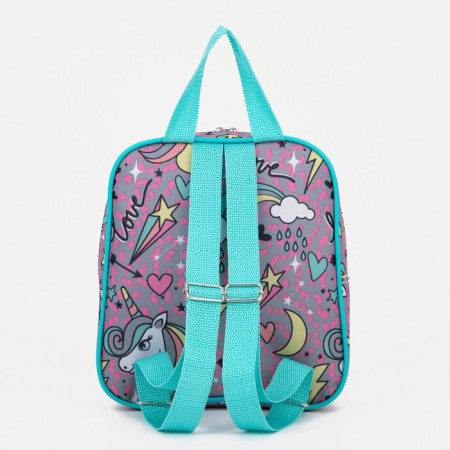 A backpack with a zipper, external pocket, pink color-1