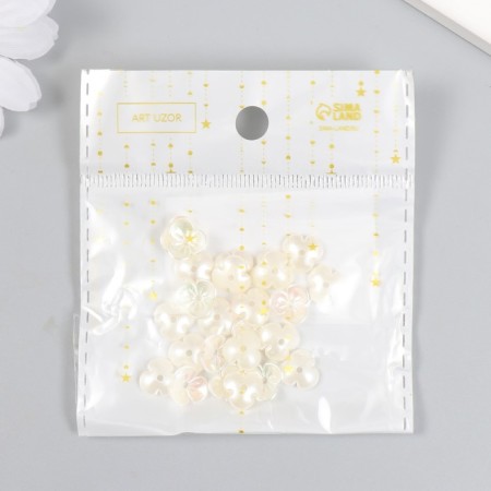 Beads for creativity Plastic "Busin hat" set 25 pcs Pearl mother -of -pearl 1x1 cm-4
