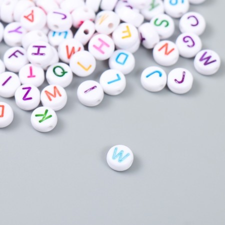 Beads for creativity Plastic "English Bukva in the Circle" Multi -colored set of 15 grams 0.3x0.6.x0.6cm mix 9485558-1