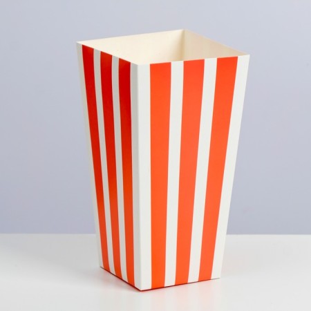 Popcorn packaging, red stripes, 11 x 8 x 20.5 cm