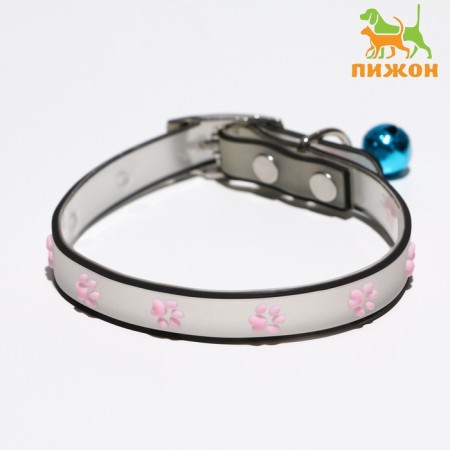 Collar "paws", 28 x 1 cm, Osh 18-24 cm, transparent/pink