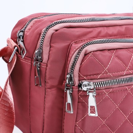 Cross-Bodi Bag with zipper, external pocket, pink color-3