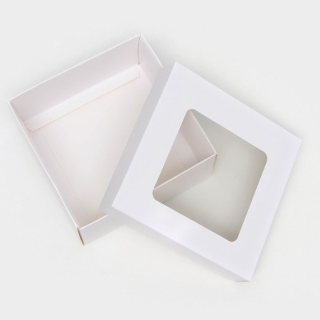 The box is folding, the lid is, with the window, white, 12 x 12 x 5 cm-2